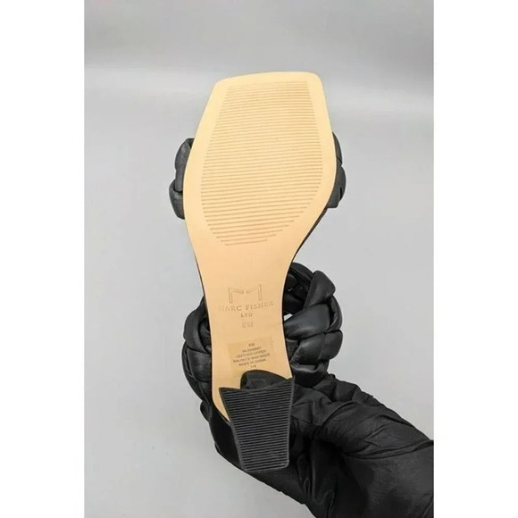 NIB Marc Fisher Hammy Braided Leather Heeled Sandals Black Size 6 M (MSRP $165) - Picture 7 of 8